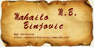 Mahailo Binjović vizit kartica
